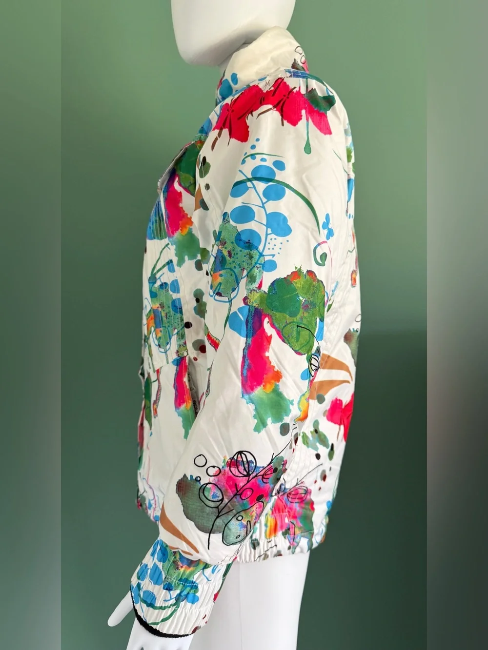 Spyder Women's White Ski Jacket with Multicolor Abstract Art Print